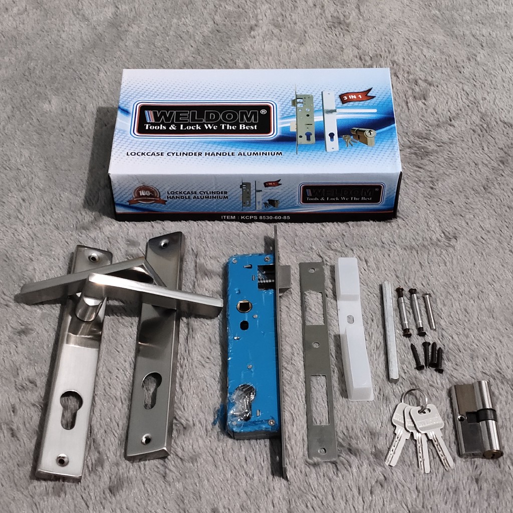 Kunci Pintu Aluminium Set Komplit / Handle Pintu 8530 / Handle Pintu Lockcase