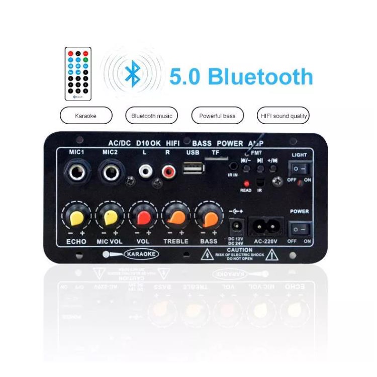 (Stok, Dikirim Dari Jakarta)Bluetooth Amplifier Board 220V 12V 24V Digital Bluetooth Amplifier Amplifier Stereo Mendukung USB TF Remote Control Mikrofon Reverb Fungsi Penyesuaian