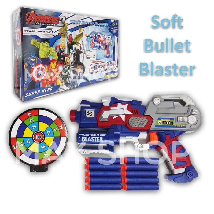 SH653 Mainan Anak Senjata Replika Nerf Gun Captain Amerika Pistol