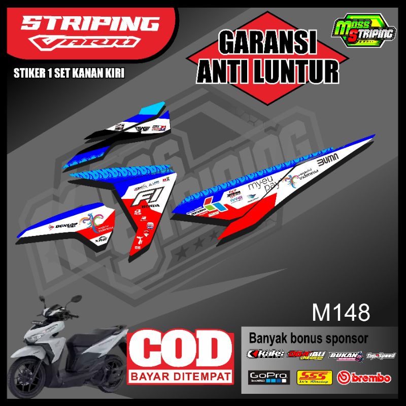 STRIPING STIKER VARIO TECHNO 125 cc dan VARIO 150 cc LED ISS LAMA TEMA MANDALIKA RACING TEAM INDONES