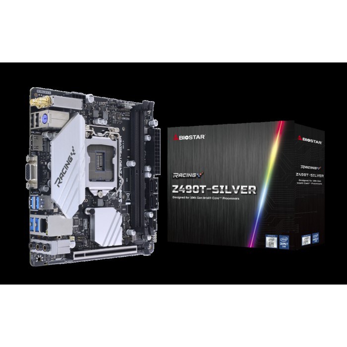 Motherboard Biostar racing Z490T Silver Lga1200 intel Z490 SATA3 usb3.2 gen1 DDR4 mini itx