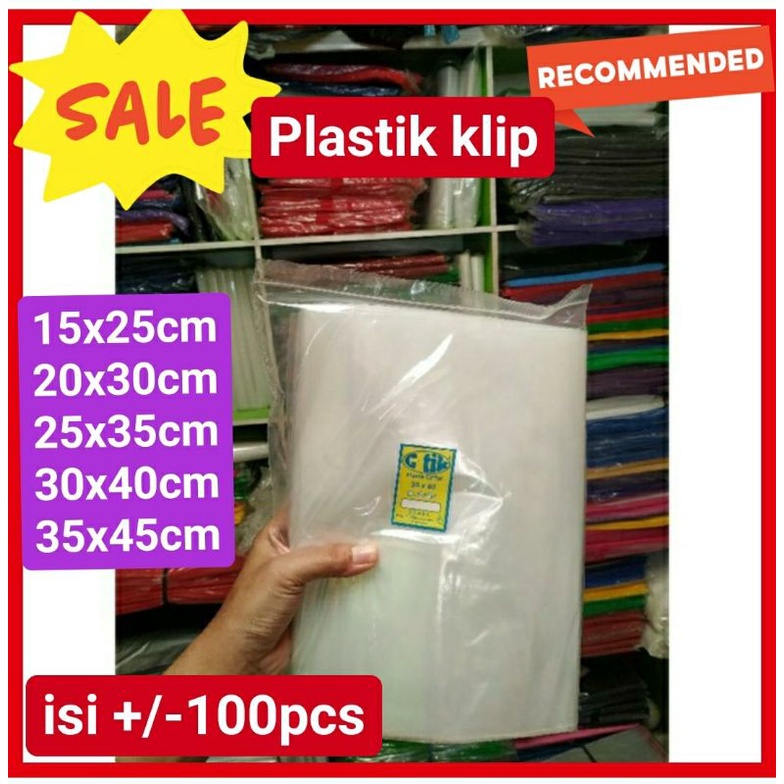 Plastik Klip ziplock Zip plastik CLIP Zipper baju Cetik 15x25 20x30 25x35 30x40cm 35x45cm polos besa