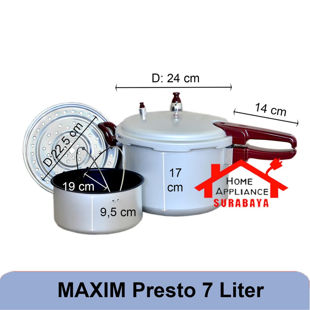 Panci Presto Pressure Cooker Maxim kapasitas 7 liter