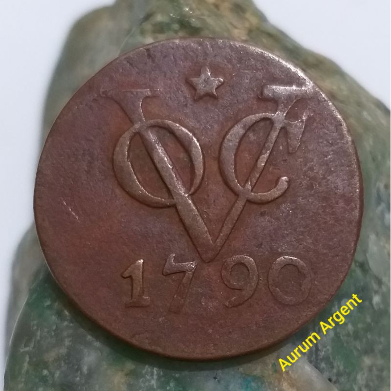 SVOC.2-- 1 PC KOIN TEMBAGA KUNO ASLI 2 DOIT VOC TH 1790. --- COPPER COIN ---