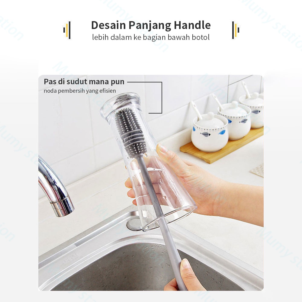 Mumystation sikat pembersih botol susu bayi/sikat botol dot silikon panjang