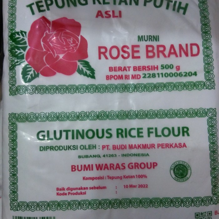 

Ketan-Beras-Tepung- Tepung Ketan Putih Tepung Beras Putih Rose Brand 500G - Tepung Ketan -Tepung-