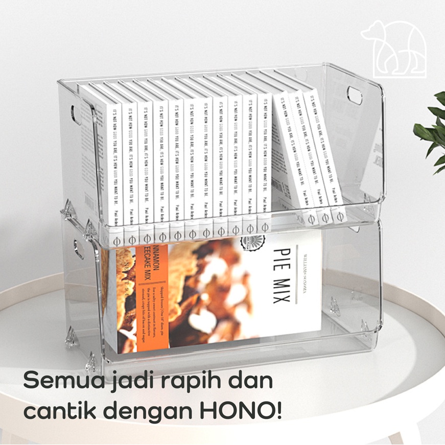 【IKONE】HONO Acrylic Organizer Book Organizer Snacks Table Organiser Skincare Organiser Tempat Menyimpanan Buku Makanan Skincare Perapi Meja Dapur Kamar Akrilik