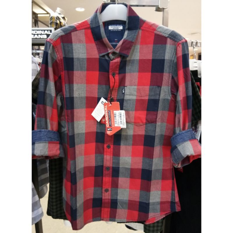 Kemeja Lengan Panjang Pria Cardinal Jeans Original Mens CAKAI01991J 11A Merah Original