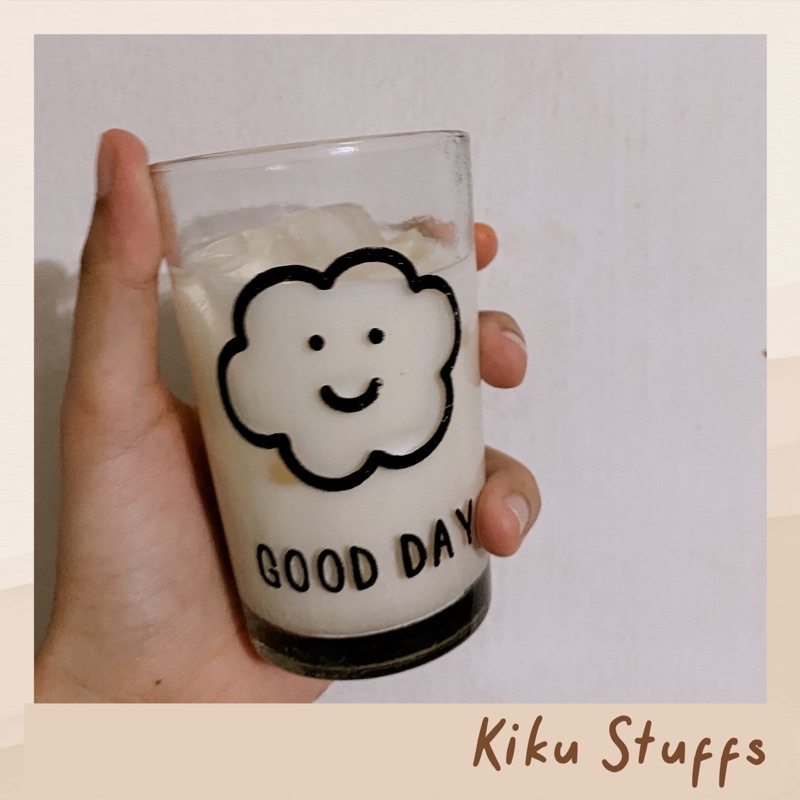 Aesthetic Korean Glass Good Day | Gelas Estetik Korea • Kiku Stuffs