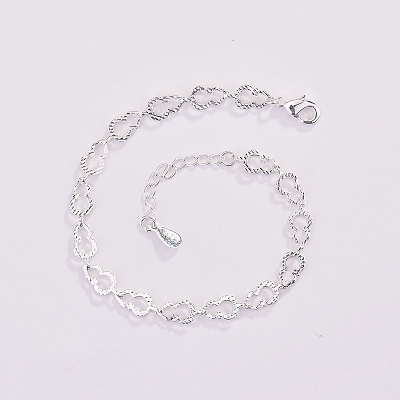 Gelang Bentuk Kotak Bahan Stainless Steel Lapis Silver Untuk Wanita