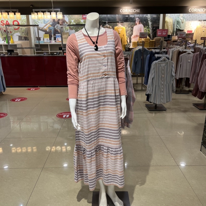 Corniche syira overall wanita motif stripe S-XL