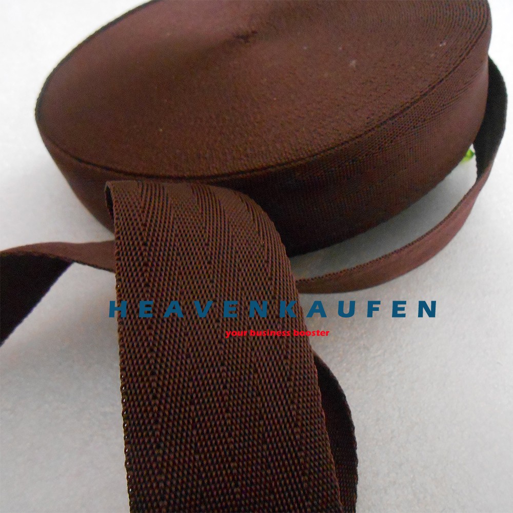 Webbing Tas 3,8 cm Motif Seatbelt Warna Coklat Meteran