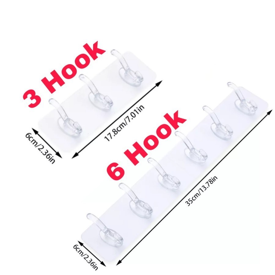 BUY 1 GET 1 Premium 5 Hook Adhesive Hanger Gantungan Perekat 5 Pengait