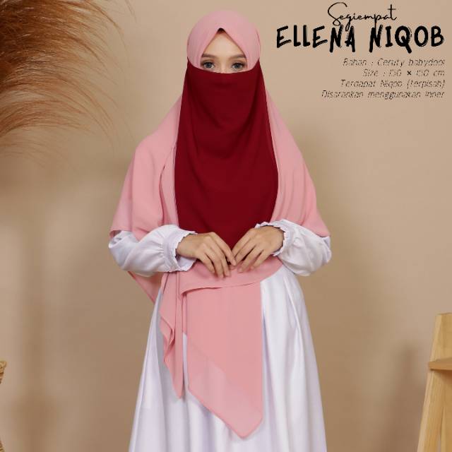 TERMURAH!!! (BISA COD) - ELLENA NIQOB - CADAR HIJAB TALI- BAHAN CERUTY BABYDOLL - BEST SELLER !!!