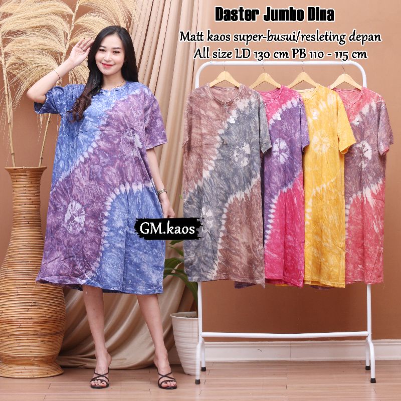 Daster super jumbo bahan kaos ld 130 muat BB 100kg busui resleting depan