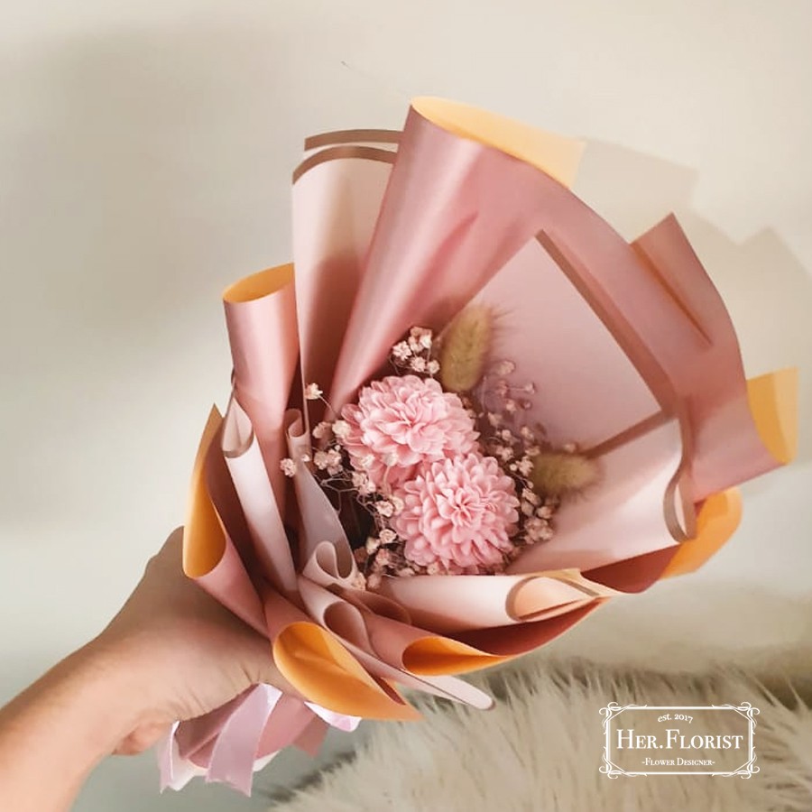 Her Florist Gompie Bunny Bun Soap Dried Flower Buket Bunga Sabun Gompie Double Bunga Kering Shopee Indonesia