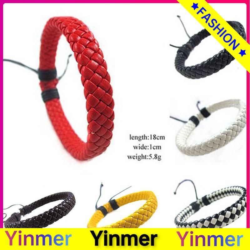 COD✨ Gelang Kulit Sapi Tenunan Tangan  Perhiasan Populer  Mode Multi-warna Sederhana-Yinmer