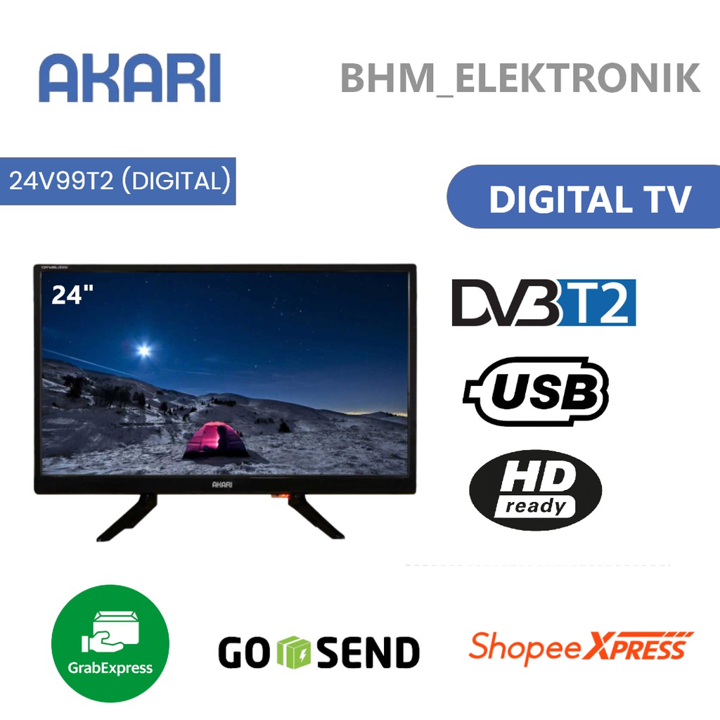 TV LED AKARI 24V99T2 DIGITAL LED TV 24 Inch USB Movie TV 24INCI DIGITAL TV LED MURAH