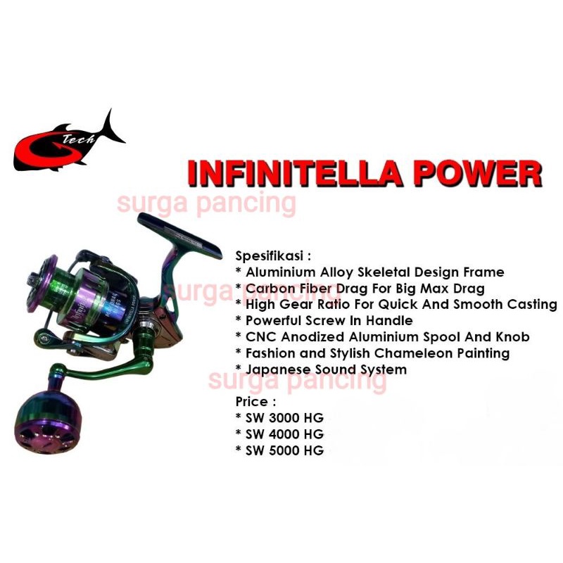 Reel GTECH INFINITELLA POWER handle 3000HG 4000HG 5000HG