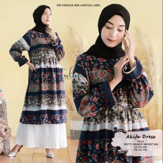 DRESS BAHAN PRETTY WOMEN MOTIF UNIK | BUSUI FRIENDLY | LD 104 CM, PB 135 CM | LIMITED