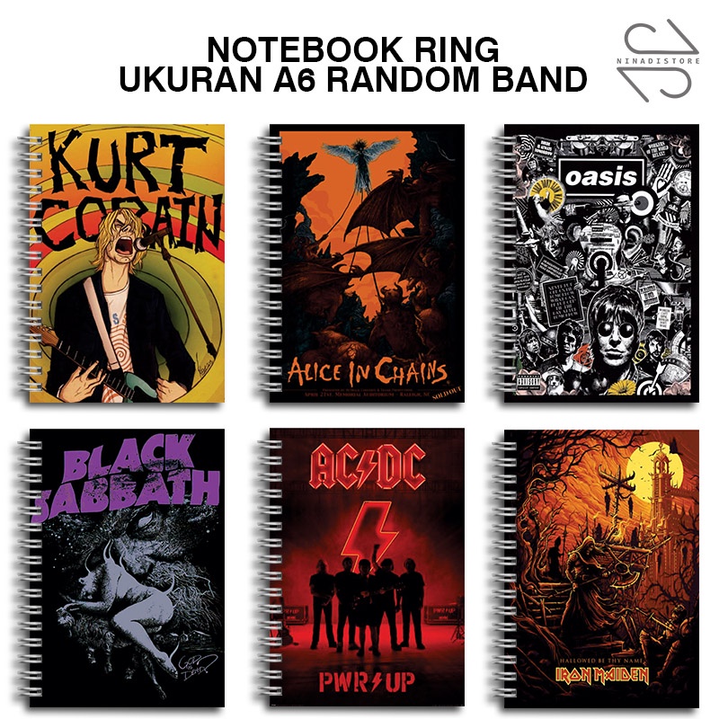 

(BELI 6 GRATIS 1)Buku Tulis Catatan buku notebook buku diary Notebook Ring Spiral A6 60 Lembar koleksi gambar BAND PART1