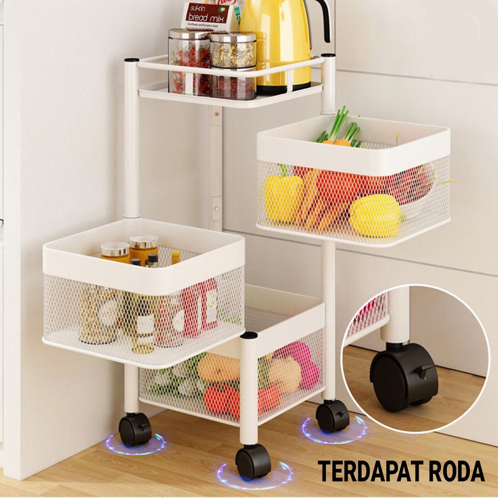 HomiHomi Cadillac Paxton Troli Serbaguna Metal Storage Rack Rak Dapur Kamar Mandi - CDLC006