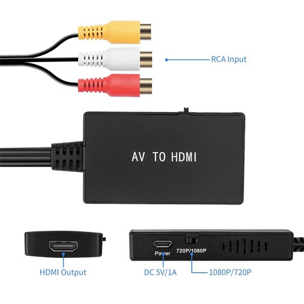 Adapter Video Audio Konverter AV RCA to HDMI 1080P Adaptor Sinyal Analog to Digital RCA ke HDMI Converter