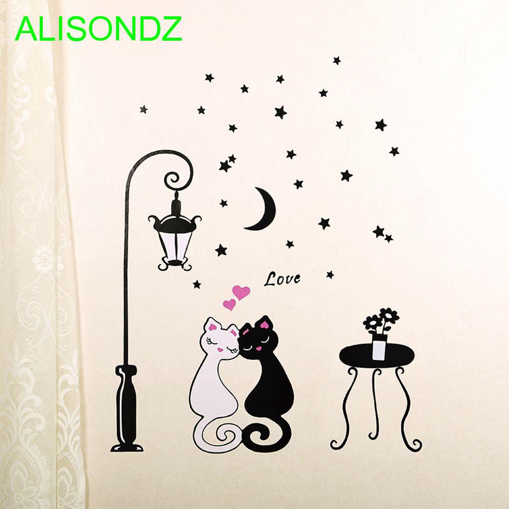 Stiker Dinding Dengan Bahan Pvc Dan Gambar Kartun Kucing Untuk