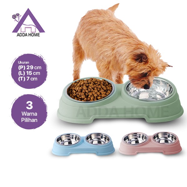 Adda Home - 2 in 1 Tempat Makan Minum Anjing Kucing Peliharaan Size Kecil - 29x15x7cm