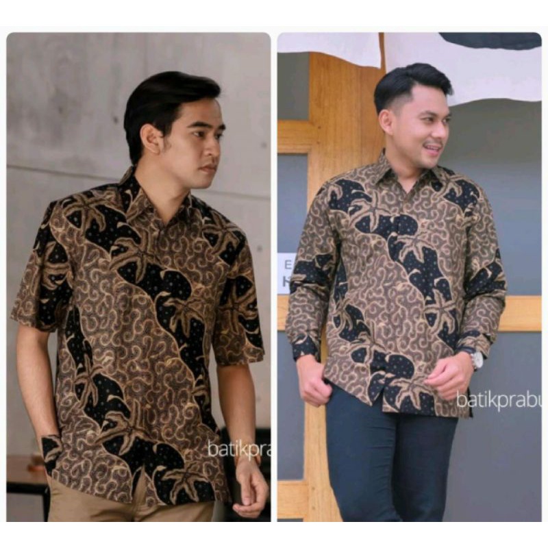 Batik kemeja pria lengan pendek&amp;panjang lapis furing bahan katun halus baturaden reguler BL01