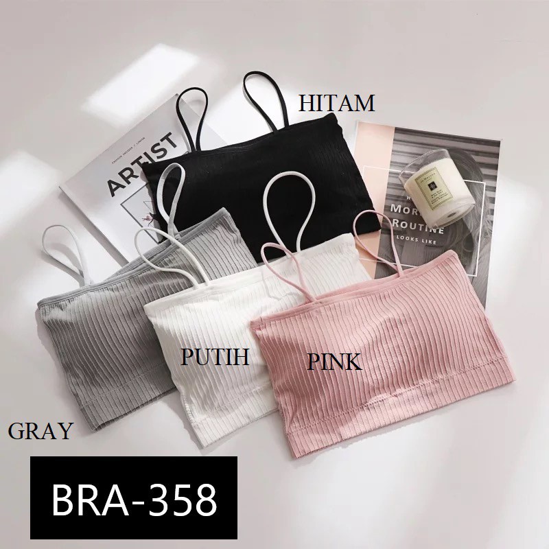 BRA358 Bra Wanita Tanpa Kawat Bra Pakaian Dalam Olahraga Gym Push Up Sport Bra Tali Polos S1024