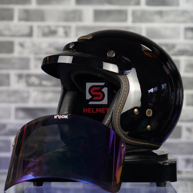 HELM NJS NR-80S Retro SOLID ORIGINAL PREMIUM FREE PET NJS (TOPI HELM BOGO) STANDART SNI Dewasa-1