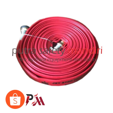 FIRE HOSE JETSTAR RUBBER RED 2,5 INCH X 30 METER SELANG PEMADAM KEBAKARAN KARET MERAH DENGAN KONEKSI