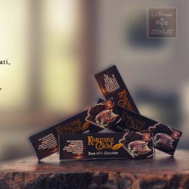 

Dark Chocolate Bar 67% 45gram Kampung Coklat