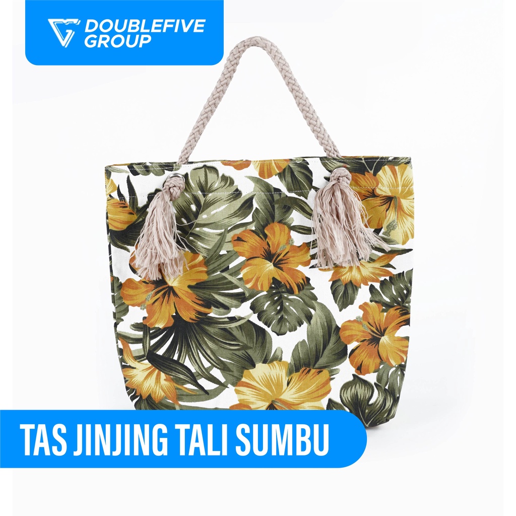 Tas Jinjing Tali Sumbu kanvas Tas Mukena Serbaguna Tas Wanita Motif - SEPATU KUNING