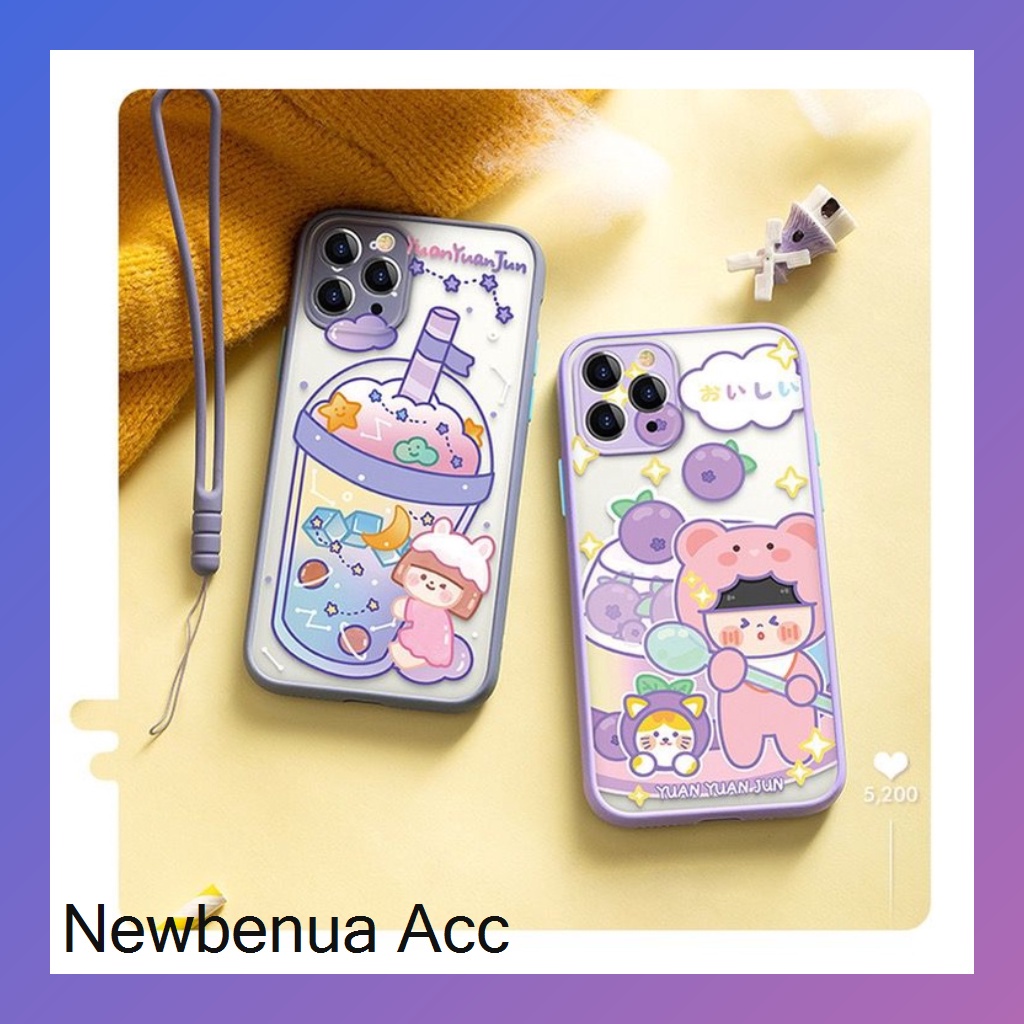 TERBARU Softcase Hybrid Matte Case Hitam Boba Korean HK Hello Kitty Oppo Reno 6 4G Realme 21y Xiaomi