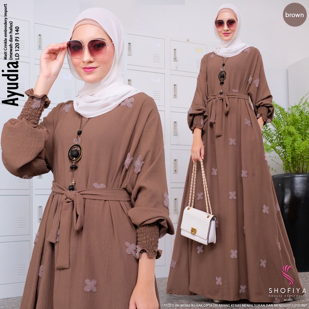Ayudia Dress Gamis LD 120cm Jumbo Bahan Crinkle Import Premium Mewah Halus Lembut Baju Lebaran