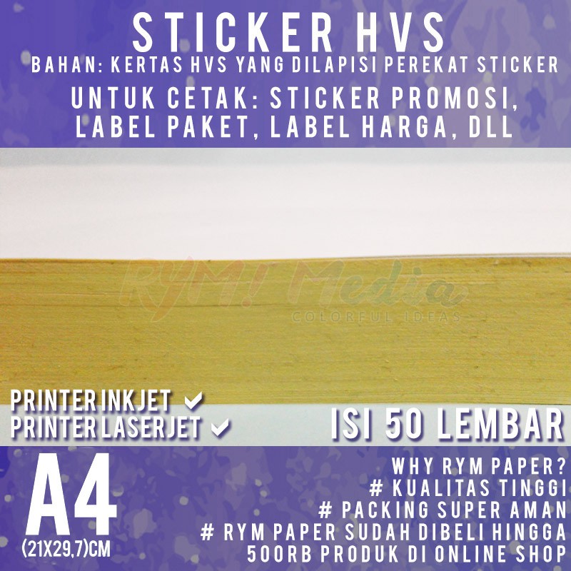 

MilL Sticker HVS A4 isi 50 Lembar / Kertas Stiker Inkjet Doff Matte A4
