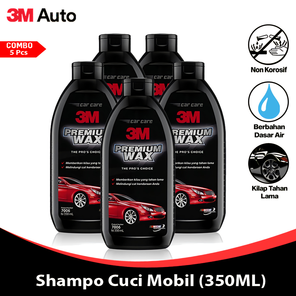 3M Auto Pengkilap Body Mobil 350 ML COMBO 5 Pcs Premium Liquid Car Wax Motor CMB05-3M-7006