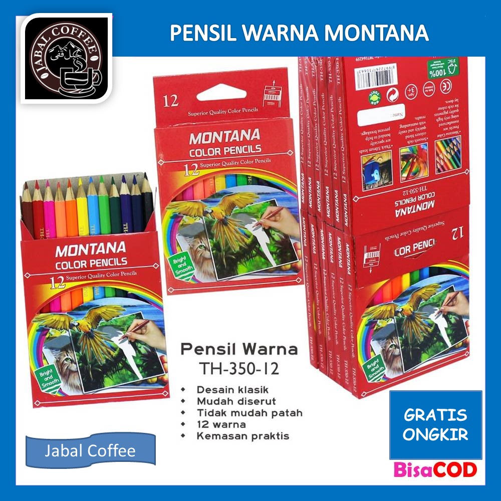 Pensil Warna Montana Pendek / Pencil Colour / Pensil Warna Anak Isi 12 Pcs