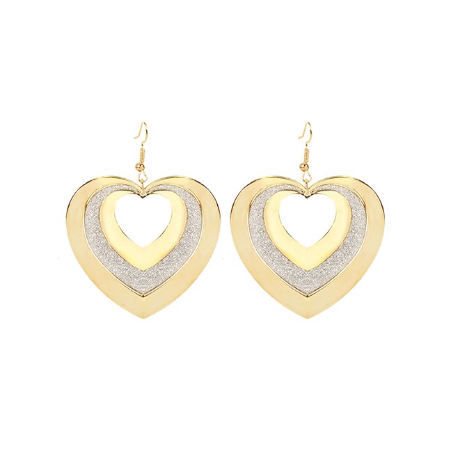 LRC Anting Gantung Fashion Golden Love Alloy Hollow Frosted Earrings K44353