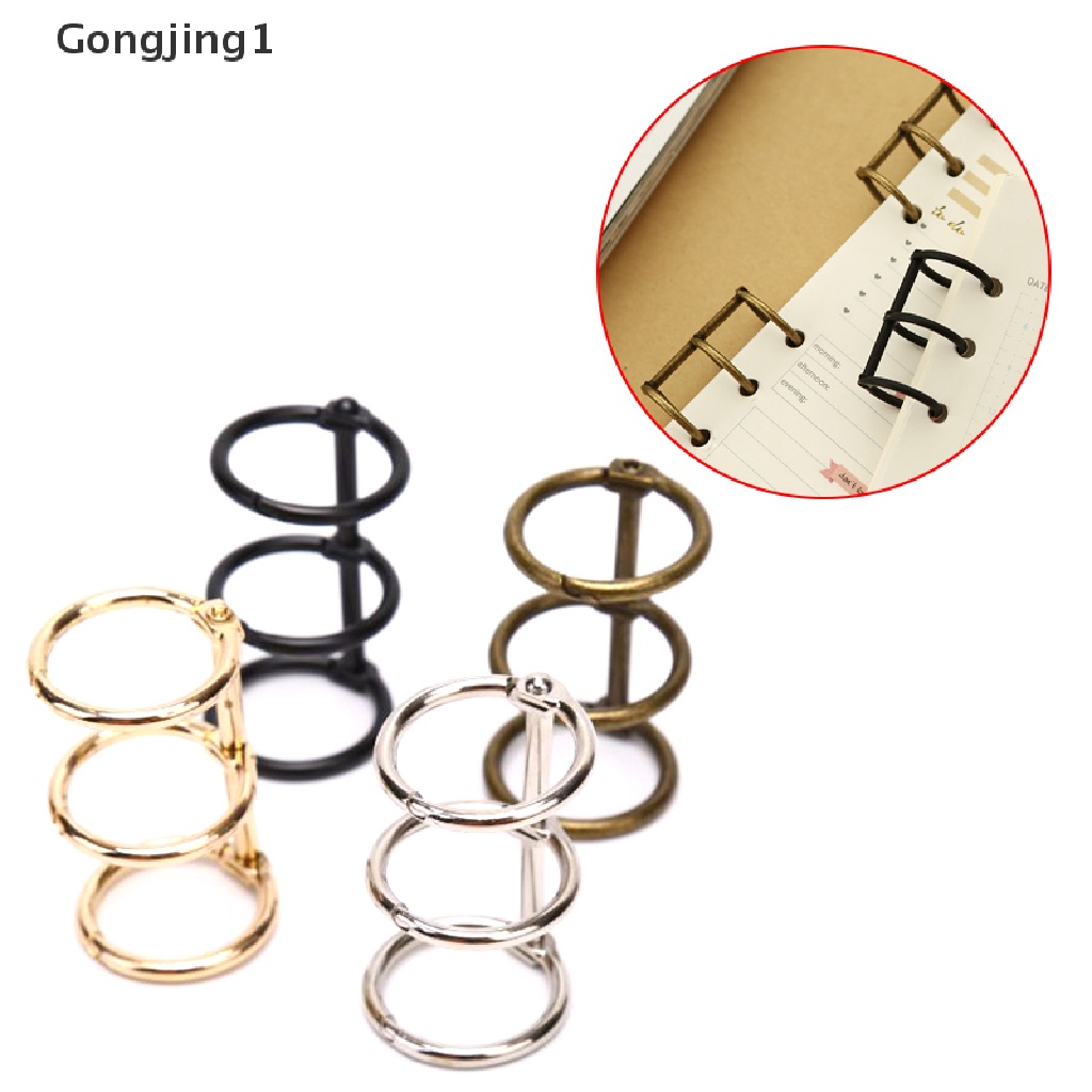 Gongjing1 2 Pcs Ring Binder 3 Ring Bahan Metal Untuk Membuat Scrapbook DIY