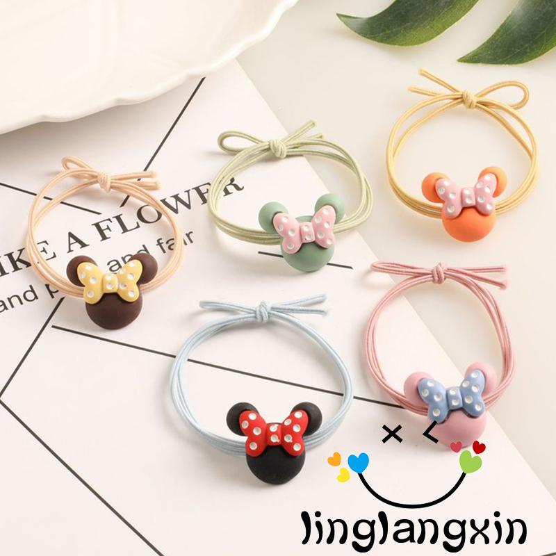 LLX-Women´s Cartoon Elastic Hair Rope, Bowknot Animal Head Ornament Hair Band, Hair Fixing Decorative Tool