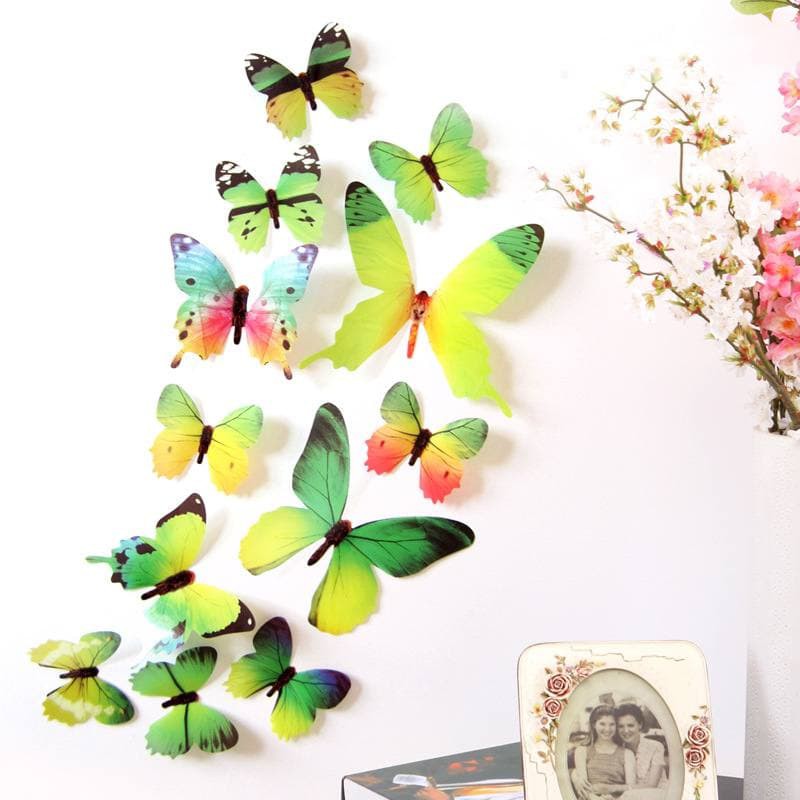 LF - Stiker Dinding 3D Motif Kupu-kupu Walpaper Sticker 12 Butterfly Pvc Import KP01