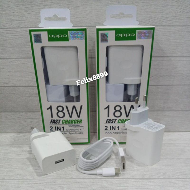 Charger Oppo Reno 4F A33 Reno4 F A74 5G 18W 18 Watt Original 100% Type C Fast Charging / Charger Casan Oppo A55 A54 A53 A52 A92 A91 A33 A5 2020 A9 2020 A16 Original Casan Oppo Original