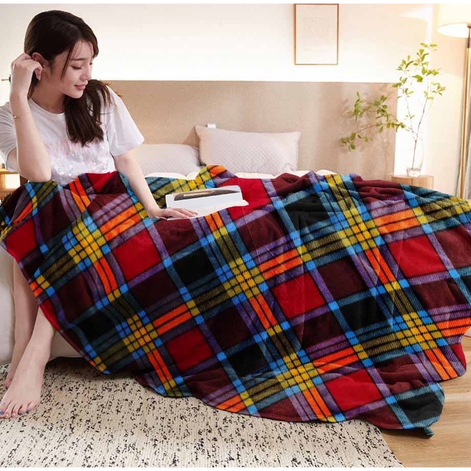 Selimut TRAVELLING Fanel Super Hangat uk 140x180 Motif kotak