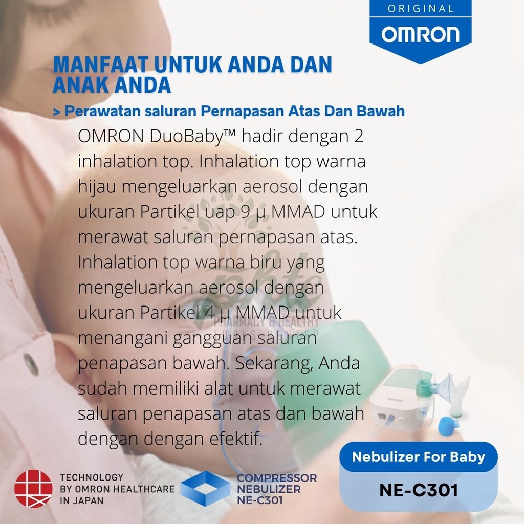 OMRON Compressor Nebulizer Bayi &amp; Nasal Aspirator Duo Baby NE C301 l Omron Nebulizer NE C301 Baby Duo