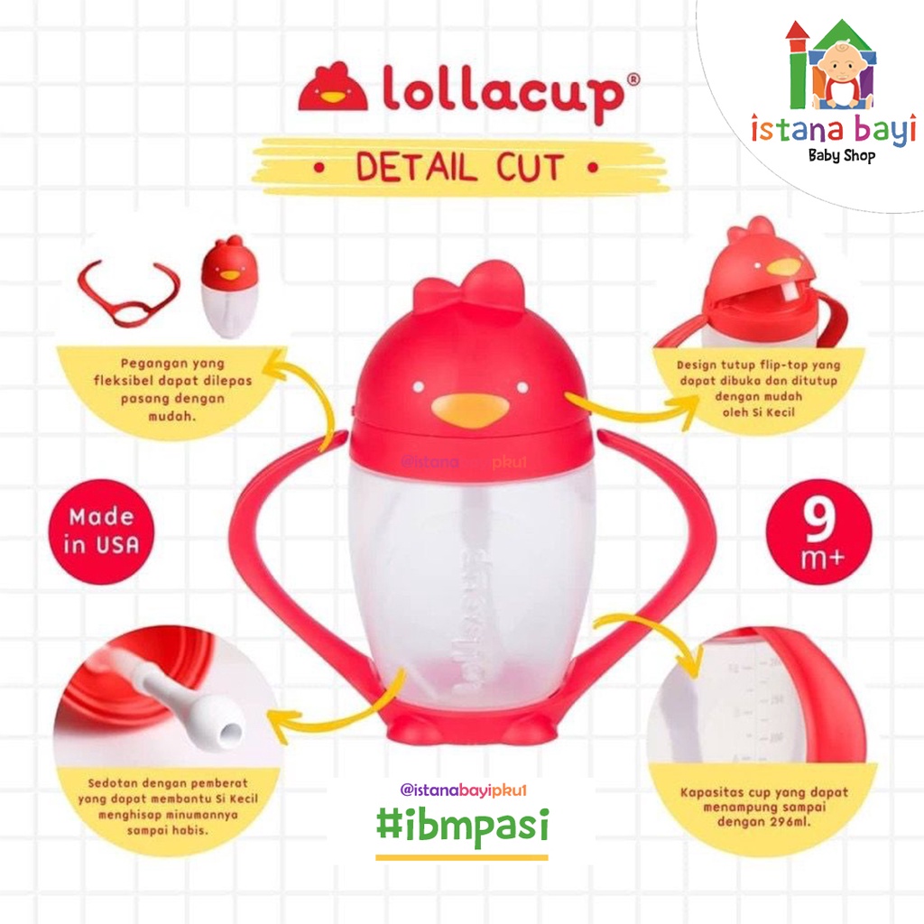 Lollacup Weighted Straw Sippy Cup 296ml  - Botol Minum Sedotan Bayi