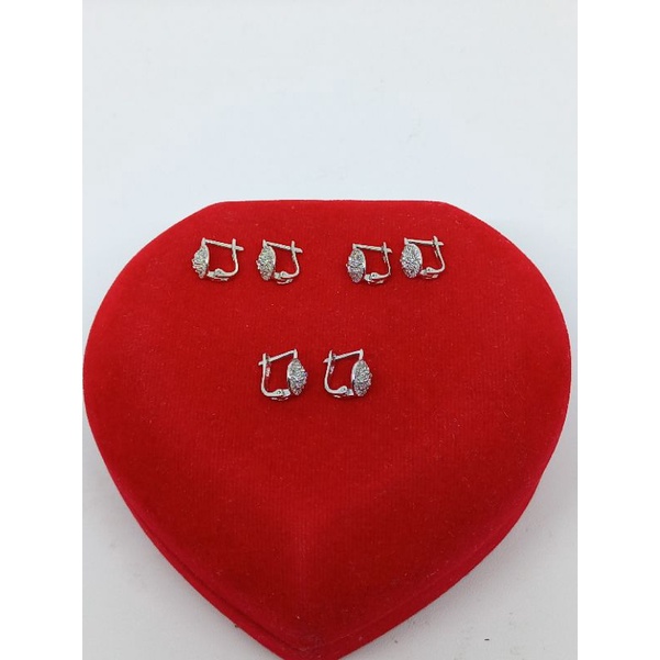 anting jepit perak asli lapis emas/anting jepit mata putih cor/anting asli silver 925/anting fashion wanita