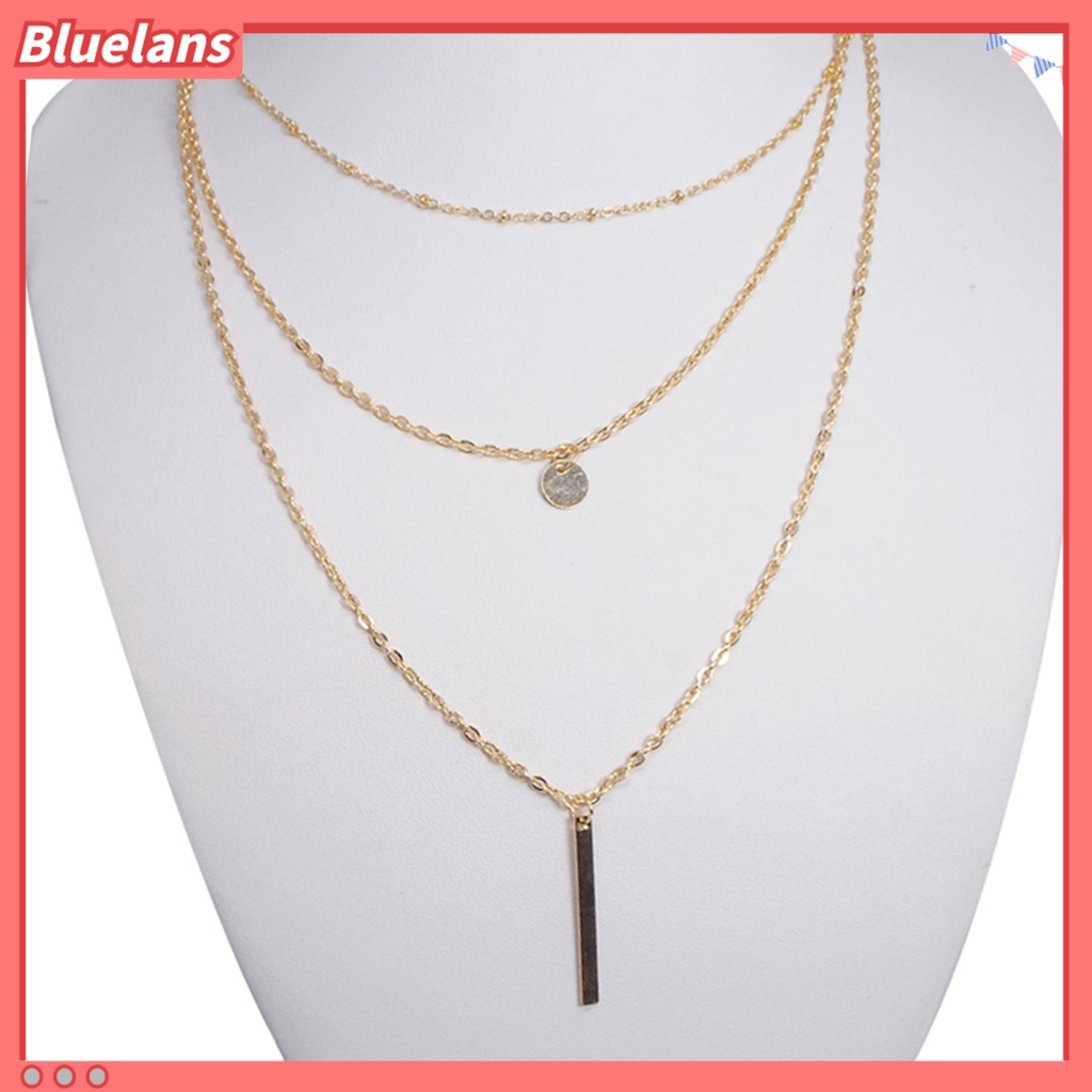 Bluelans Necklace Lightweight Three Layers Alloy Multi-Layer Long Necklace